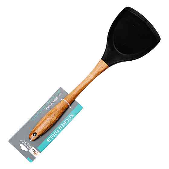 Лопатка силіконова кухонна для сковороди 33.5 (см) лопатка з силікону для кухні з дерев'яною ручкою HP-8-55 Коломия