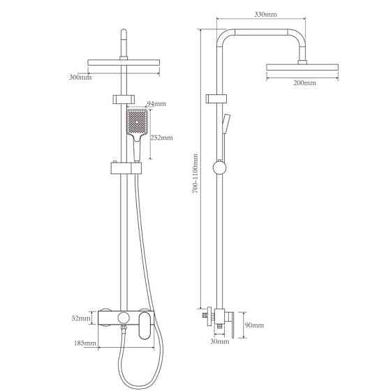 Душевая колонна со смесителем из алюминия ARMATA BCD-009-J, 3 режима (CH6556) Киев