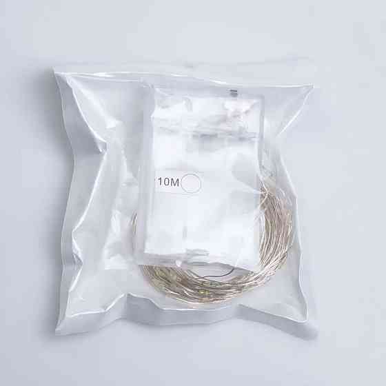 Гірлянда роса 10 метрів крапля на батарейках на 100 led білий дріт біла 100L10MWW Коломия