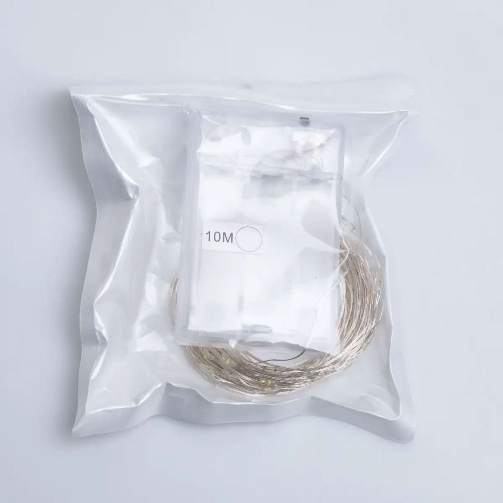 Гірлянда роса 10 метрів крапля на батарейках на 100 led білий дріт біла 100L10MWW Коломия - фото 3