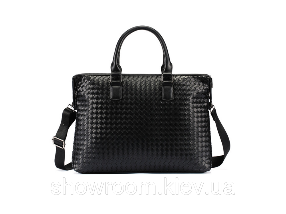 Чоловіча сумка із плетіння Prestige (4030) чорна Київ - фото 3
