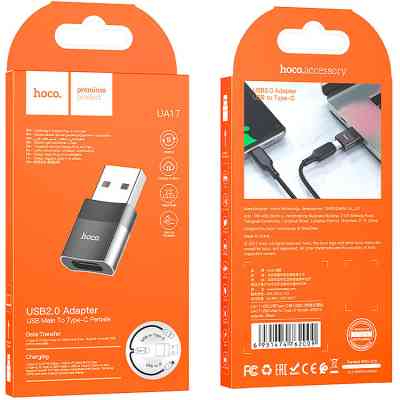 Переходник UA17 USB M to USB-C F USB2.0 Black HOCO (6931474762009) Винница