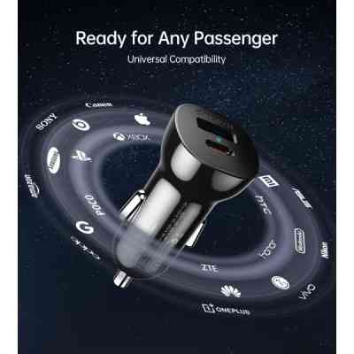 Зарядний пристрій Choetech car USB-A/USB-C 20W QC3.0/PD black (TC0005-BK) Вінниця