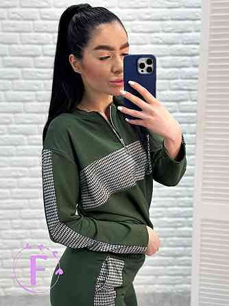 Демисезонный прогулочный костюм из трикотажа Wonderlend батал 50-52, Хаки Киев