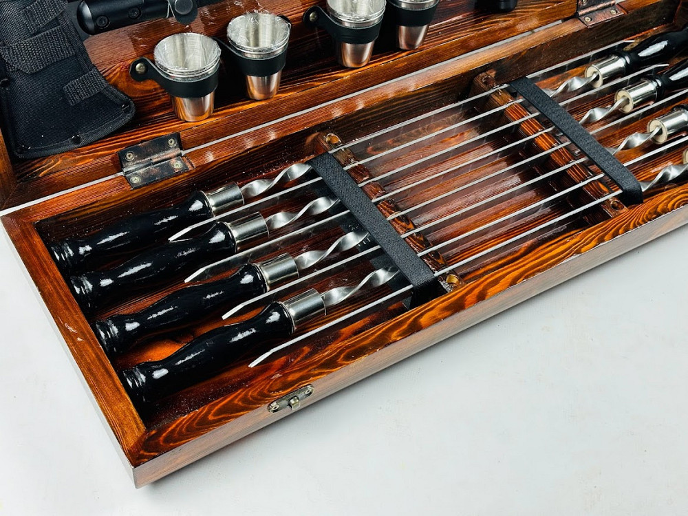 Подарунковий набір шампурів у дерев'яному кейсі BLACK LUX HAPPY DAYS Тернопіль - фото 4