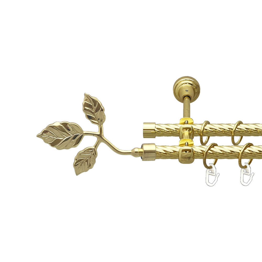 Карниз Orvit Тоскана металевий дворядний відкритий скручена труба кільце металеве Золото 16\16 мм 200 см (00-00025001) Львів - фото 1