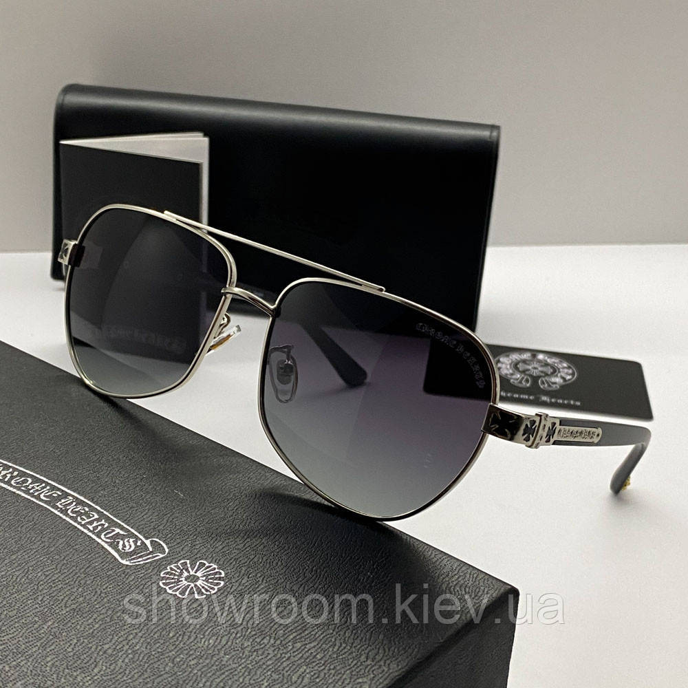 Чоловічі сонцезахисні окуляри Chrome Hearts 5078 silver Київ - фото 6