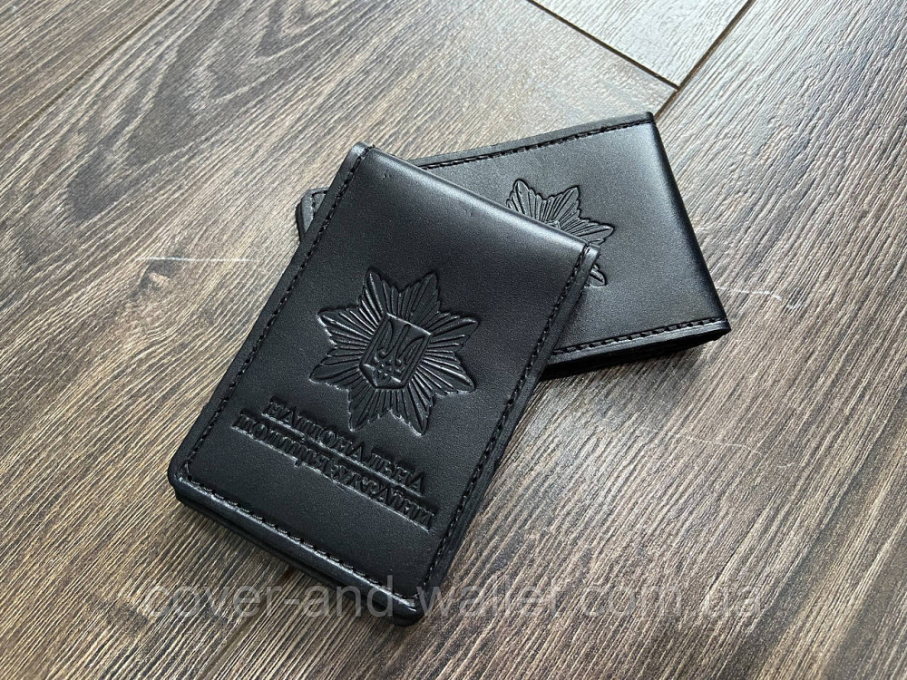 Шкіряна обкладинка НПУ (національна поліція) під жетон на два відділення PS Leather Київ - фото 2