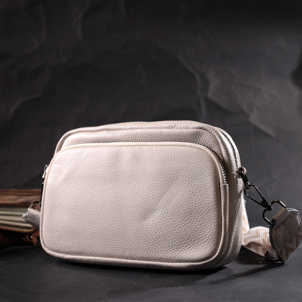 Стильная женская сумка кросс-боди из натуральной кожи Vintage 22295 Белая Киев - изображение 6