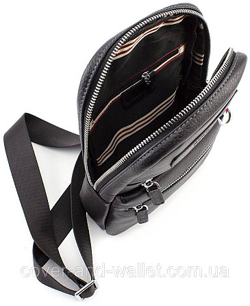 Кожаная сумка слинг рюкзак на одно плечо Marco Coverna MD 6636 black Киев - изображение 7