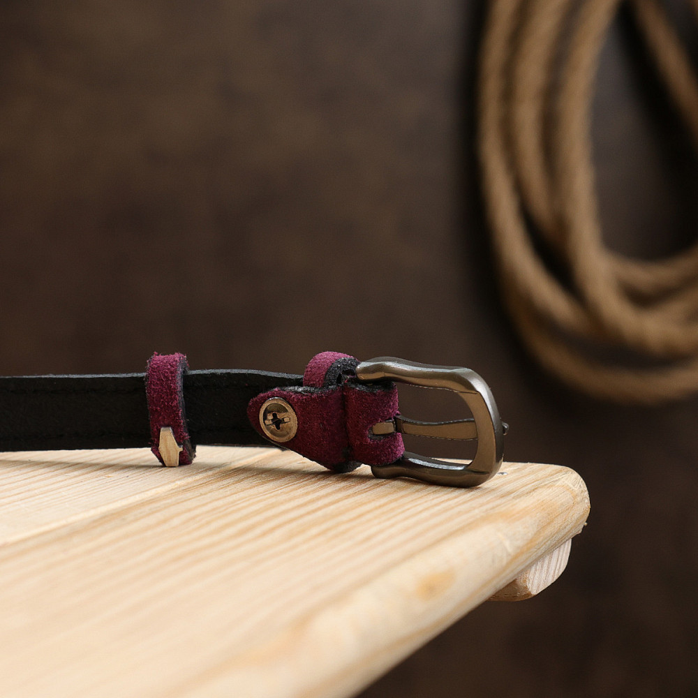 Женский тонкий замшевый ремень Vintage 20774 Фиолетовый Киев - изображение 9