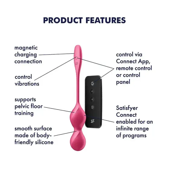 Вагінальні кульки з вібрацією Satisfyer Love Birds 2 Connect App Red Львів