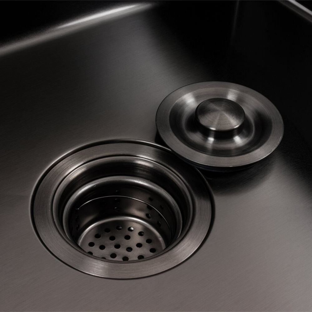 VALESO Кухонна мийка чорна 60*50 PVD VALESO Handmade (сифон круглий, 3,0/0,8) Киев - изображение 8