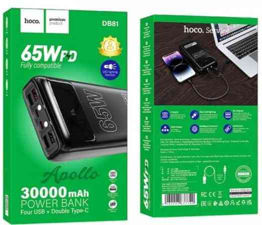 Універсальна мобільна батарея Hoco DB81 Apollo 65 W 30000 mAh Black (6942007637749) ( 18374 ) Харків