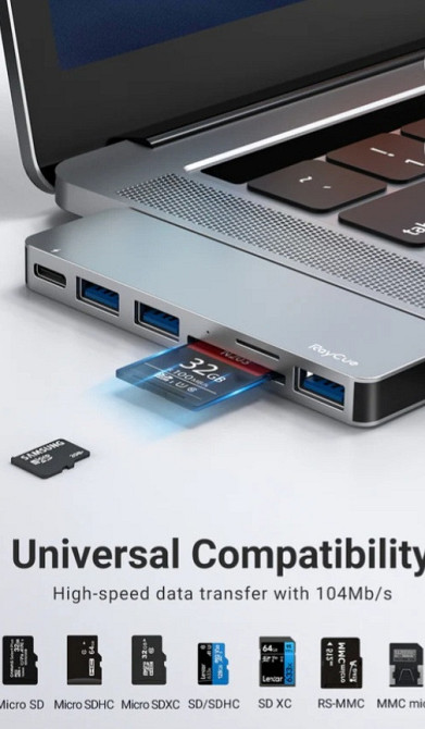 Концентратор RayCue ExpandPro Duo Lite 6-в-2 USB-C Hub Док-станция для MacBook Pro / Air Серый космос Киев - изображение 7