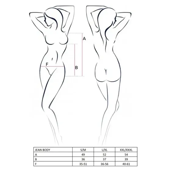 Боді монокіні під латекс Passion JEAN BODY XXL/XXXL, black Львів