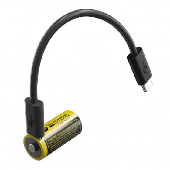 Аккумулятор Li-Ion 16340 (RCR123A) Nitecore NL169R 950mAh 3.6V USB-C с защитой (Черно-желтый) Винница