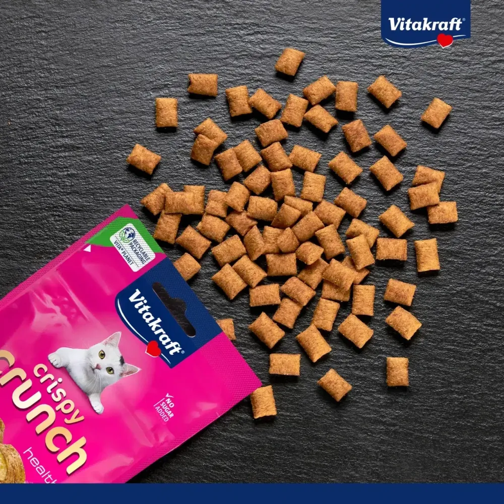 Хрусткі ласощі для котів Вітакрафт Vitakraft Crispy Crunch Anti Hairball з начинкою з солодом від утворення волосяних кульок, 60 г Вінниця - фото 4