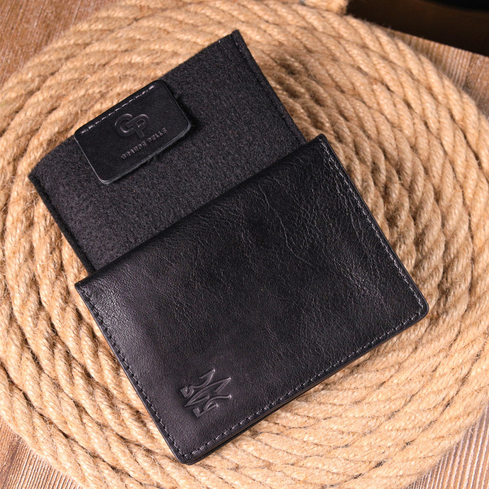 Обложка из глянцевой кожи на военный билет Тризуб ЗСУ GRANDE PELLE 16746 Черная Киев - изображение 1