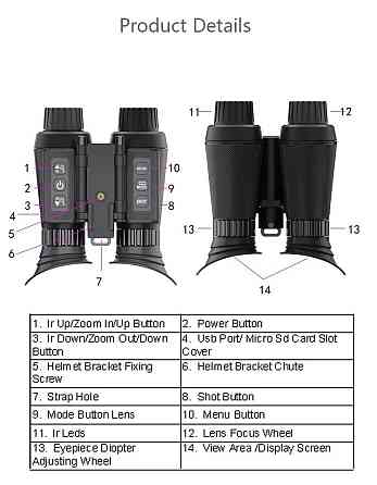 Тактичний бінокль нічного бачення NV8300 Super Light 4K HD 36MP 3D (до 500м) + кріплення FMA L4G24 на шолом Вінниця