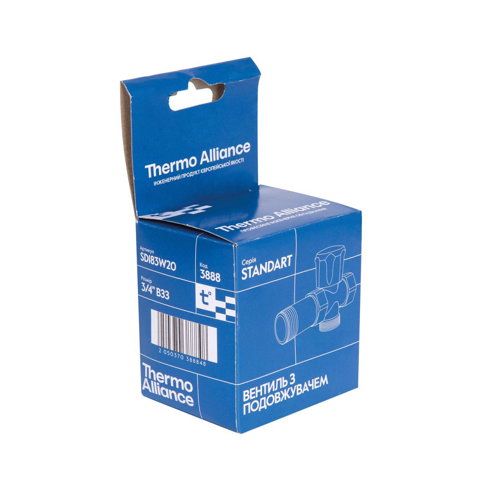 Кран кульовий Thermo Alliance Standart приладовий з подовжувачем 3/4"НВ SD183W20 Київ - фото 12