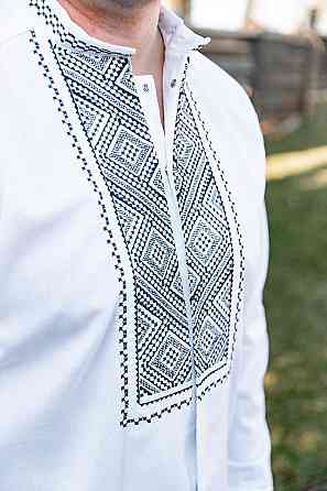 Сорочка-вишиванка чоловіча, лляна, біла, топ, вишиванки для чоловіків льон Київ