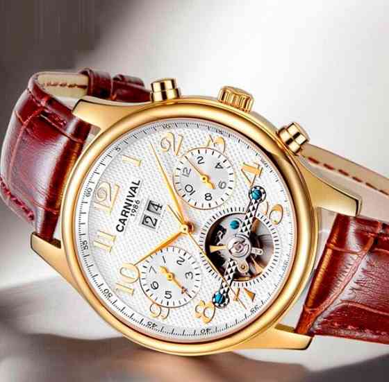 Годинник чоловічий механічний Carnival Swiss Sahara Gold (2 ремінці) Київ