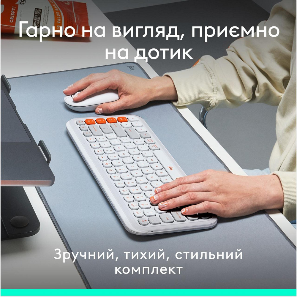 Комплект бездротовий (клавіатура, миша) Logitech Pop Icon Combo Off White (920-013141) Білий Харьков - изображение 13
