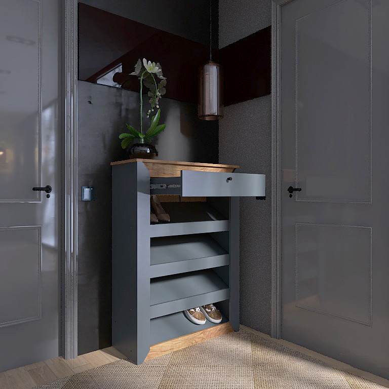 Тумба для обуви Эверест Нордик-800 80х32х113 см Графит + Дуб крафт золотой (DTM-5548) Днепр - изображение 4