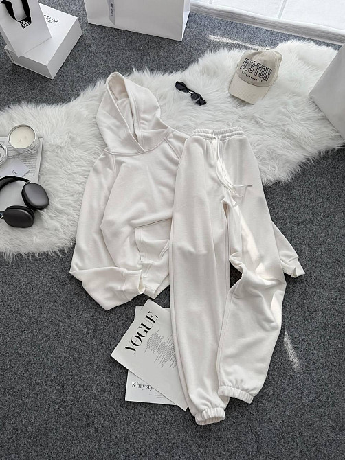 Жіночий стильний повсякденний костюм тринитка петля (без утеплення) Молочний, 46/48 Одеса - фото 2