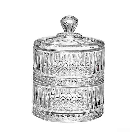 Цукерниця скляна дворівнева Ø 10 см кругла HP-YH-71 Київ