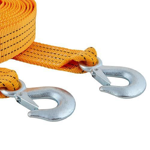 Буксировочный трос ТР-250-5-1 5 тонн, лента 50мм х 5м, оранжевый с 2 крюками и сумкой Харьков - изображение 4