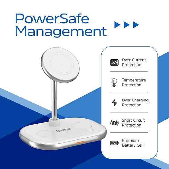 Зарядний пристрій 15W 3-in-1 Magnetic Wireless Fast Charger white Energizer Винница