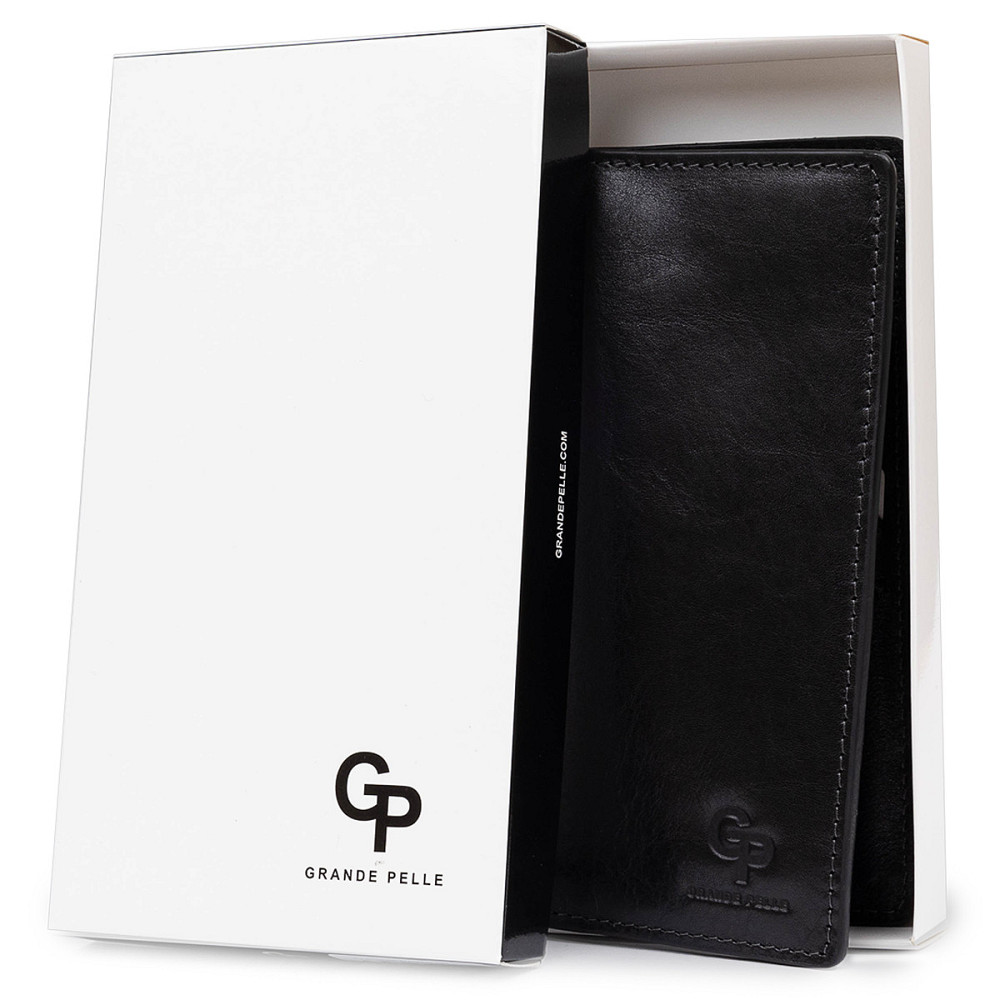 Практичне чоловіче портмоне GRANDE PELLE 11559 Чорний Київ - фото 5