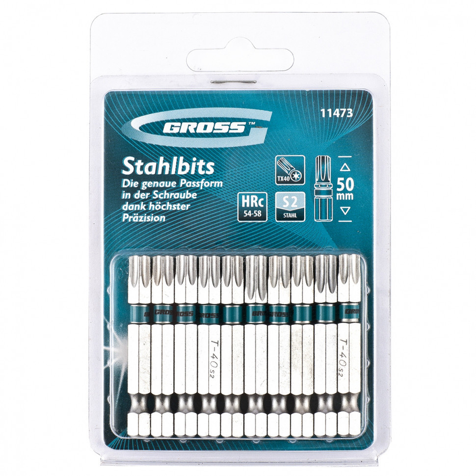 Набір біт TORX 40х50, сталь S2, 10 шт GROSS Полтава - фото 1