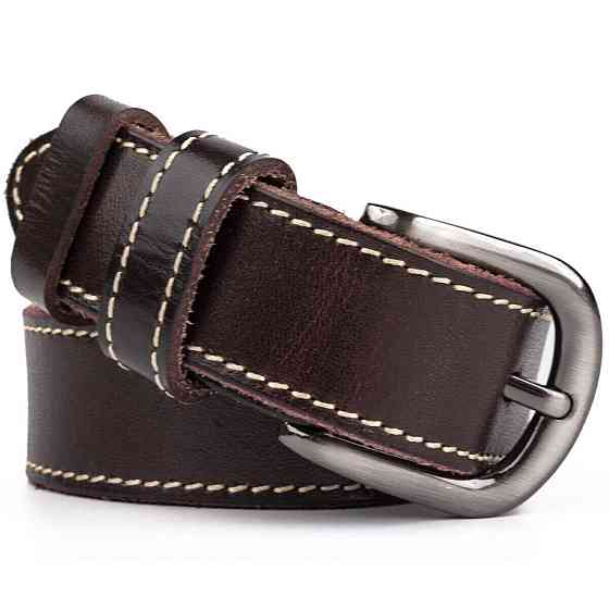 Ремінь унісекс з рядком по краях Vintage 20125 Темно-коричневий Київ