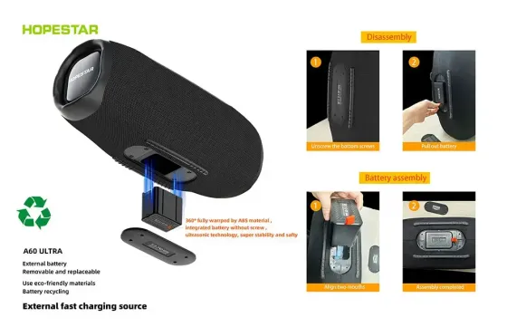 Колонка Bluetooth Hopestar A60 Ultra 450 Вт з мікрофоном RGB, IPX6, 30000 мАг Коломыя