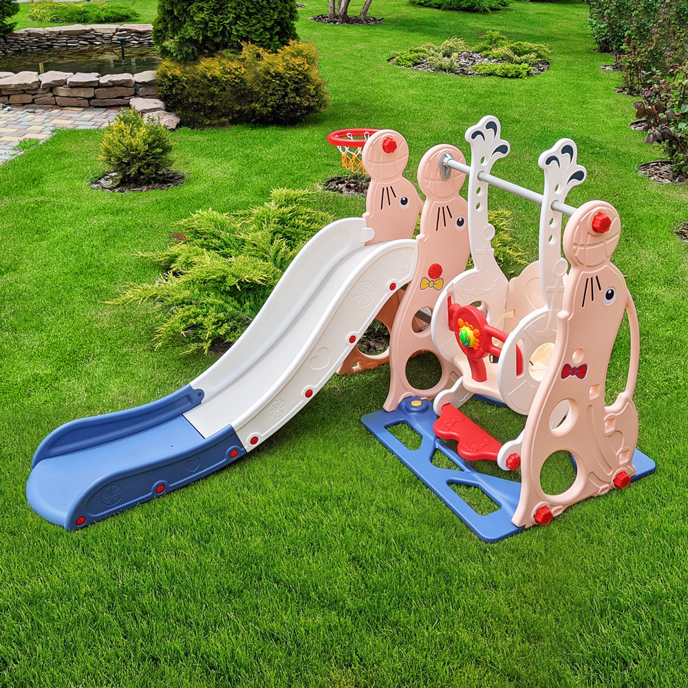 Дитячий ігровий комплекс Bambi 3в1 (гірка гойдалка баскетбол) (WM19020-8) для дітей Київ - фото 8