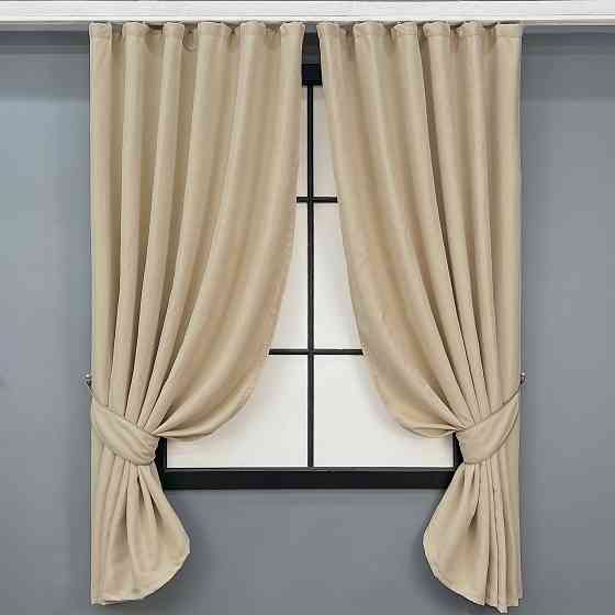 Комплект коротких штор VR-Textil Микровелюр Petek № 1826ш Бежевый 140х170 см 2 шт (35-0435) Киев