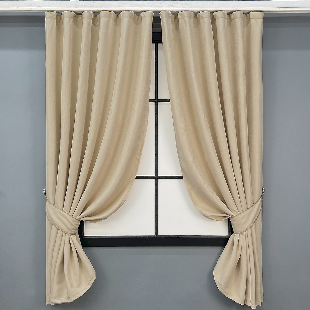 Комплект коротких штор VR-Textil Микровелюр Petek № 1826ш Бежевый 140х170 см 2 шт (35-0435) Киев - изображение 1