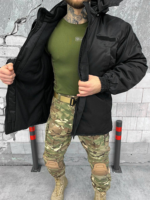 Куртка бушлат черная мужской на флисе теплая Одесса - изображение 4