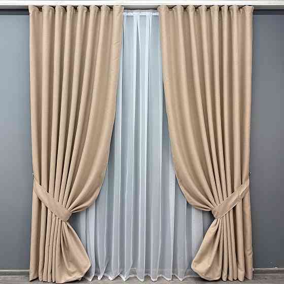 Комплект готових штор VR-Textil Блекаут двосторонній Eclipsе № 1817ш Пісочний 200х270 см 2 шт (32-137) Київ