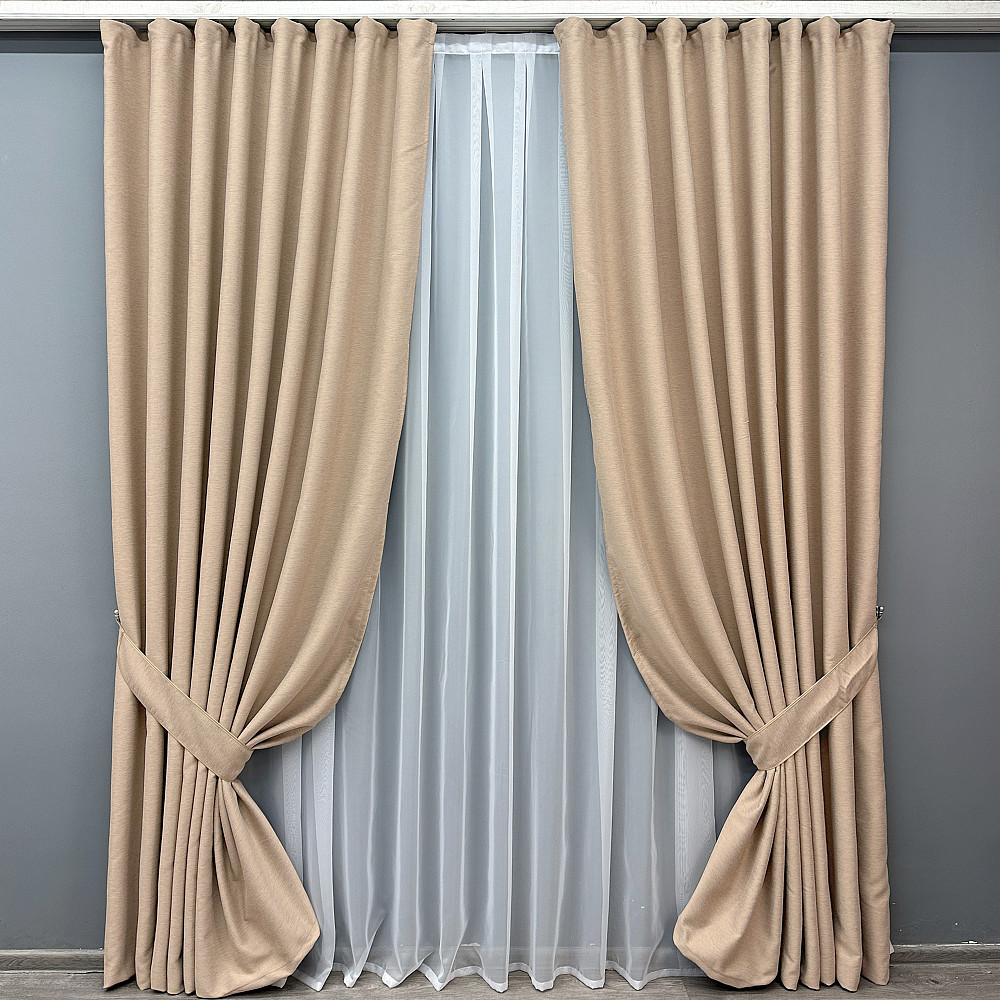 Комплект готовых штор VR-Textil Блэкаут двусторонний Eclipsе № 1817ш Песочный 200х270 см 2 шт (32-137) Киев - изображение 2