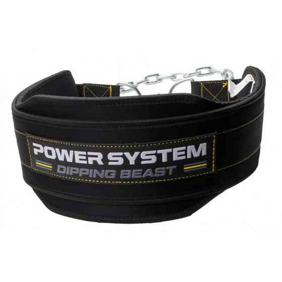 Пояс для обтяжень з ланцюгом Power System PS-3860 Dipping Beast неопреновий Black/Yellow Кам'янське