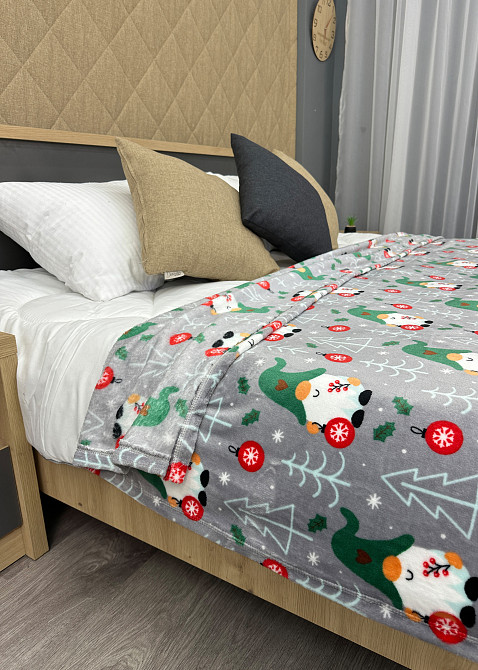 Плед-покривало Decorator WellSoft 200х220 см з різдвяним принтом Сірий (87-288) Київ - фото 6