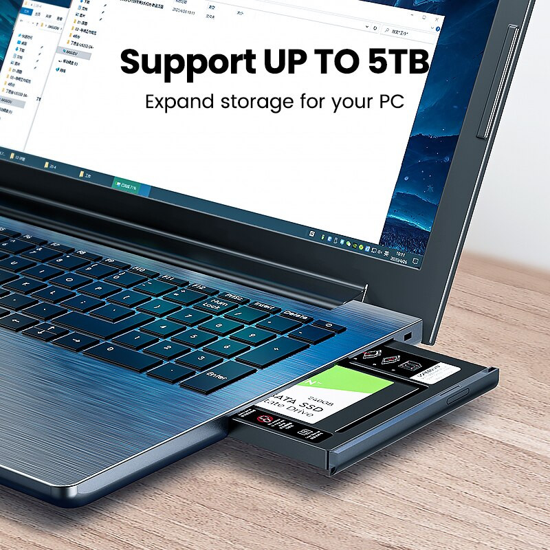 Кишеня-адаптер Ugreen CM322 9.5мм для підключення 2.5" HDD/SSD SATA 3.0 в ноутбук 70657 Миколаїв - фото 3