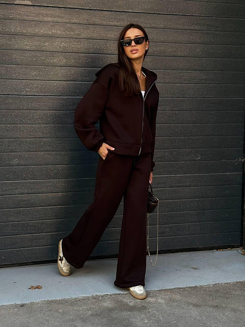 Женский теплый костюм на флисе Шоколадный 48/52 Харьков - изображение 4