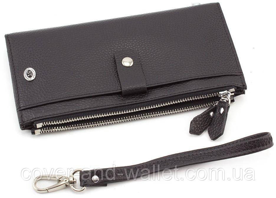 Шкіряний гаманець під купюри і картки чорного кольору ST 420 Київ - фото 5