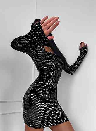 Жіноче привабливе святкове мініплаття мікровелюр у стразах 46/48 Одеса