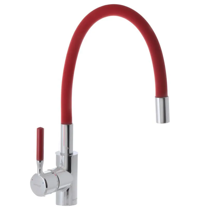 Кухонний змішувач Mixxus Premium RIO 011 з силіконовим виливом червоного кольору (MI5817) Харків - фото 1